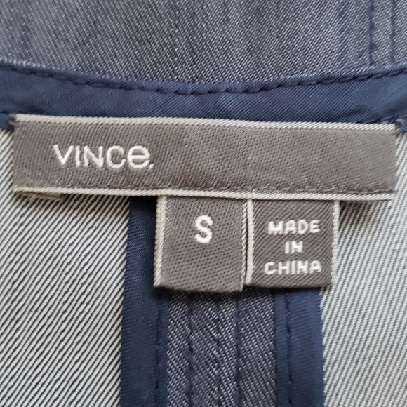 NWOT Vince Blue Chambray Shimmer Oversized Shift Dress w Pockets - Picture 7 of 7